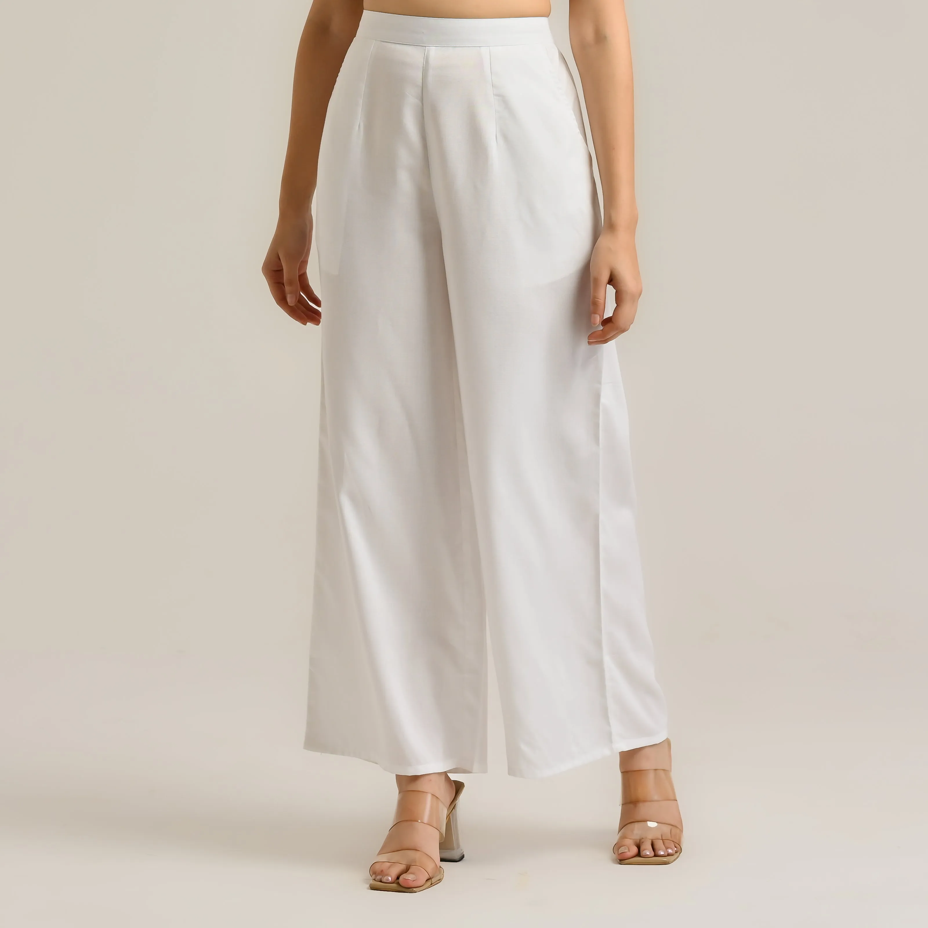 White Flared Palazzo Pants