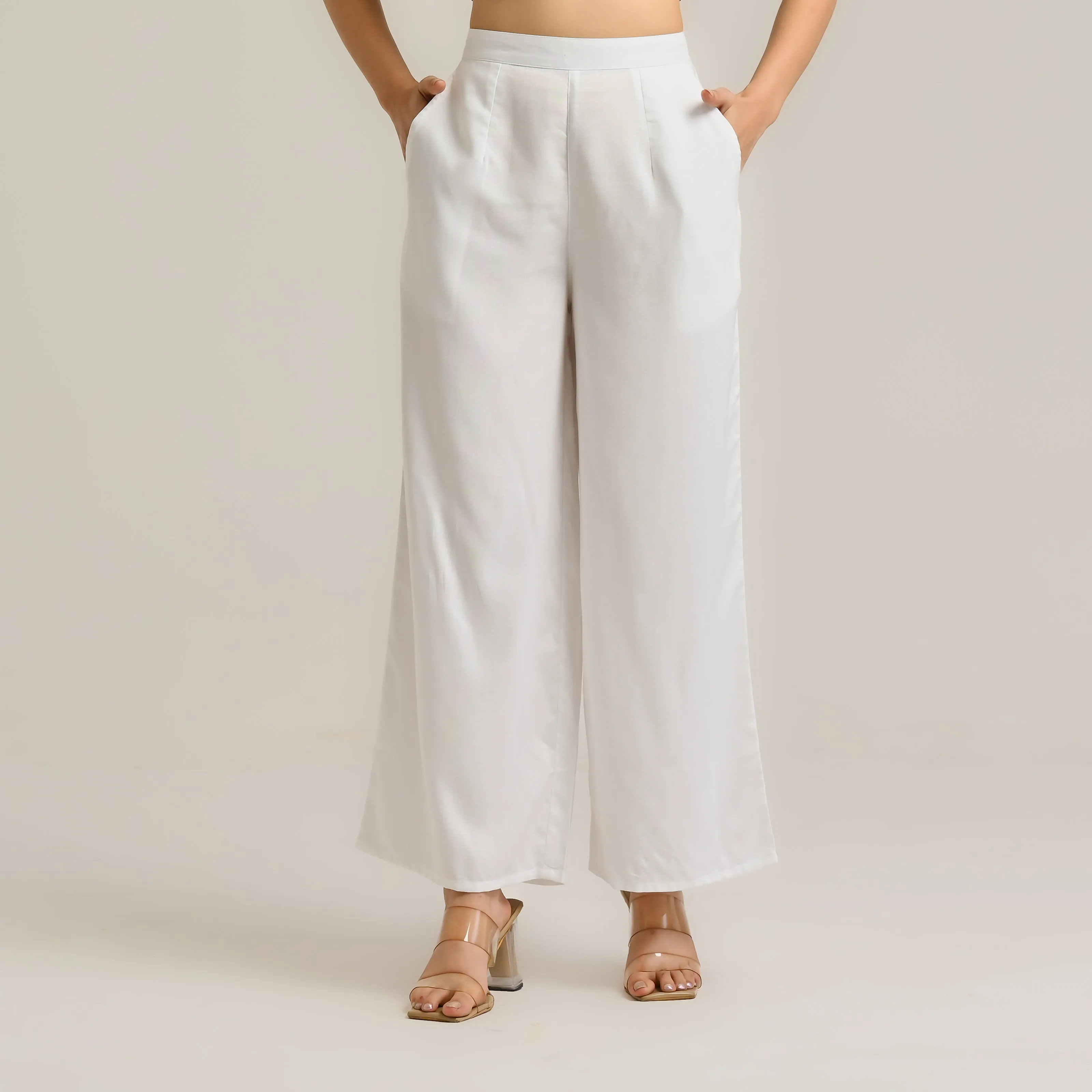 White Flared Palazzo Pants