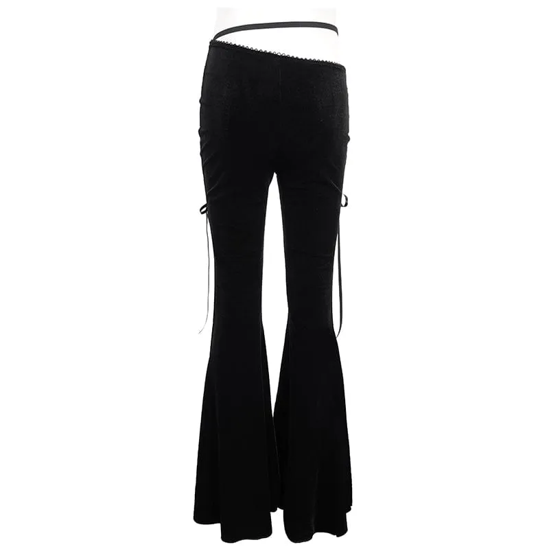 Women's Gothic Lace Splice Velvet Flared Pants