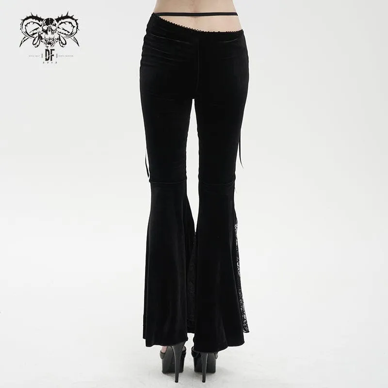 Women's Gothic Lace Splice Velvet Flared Pants