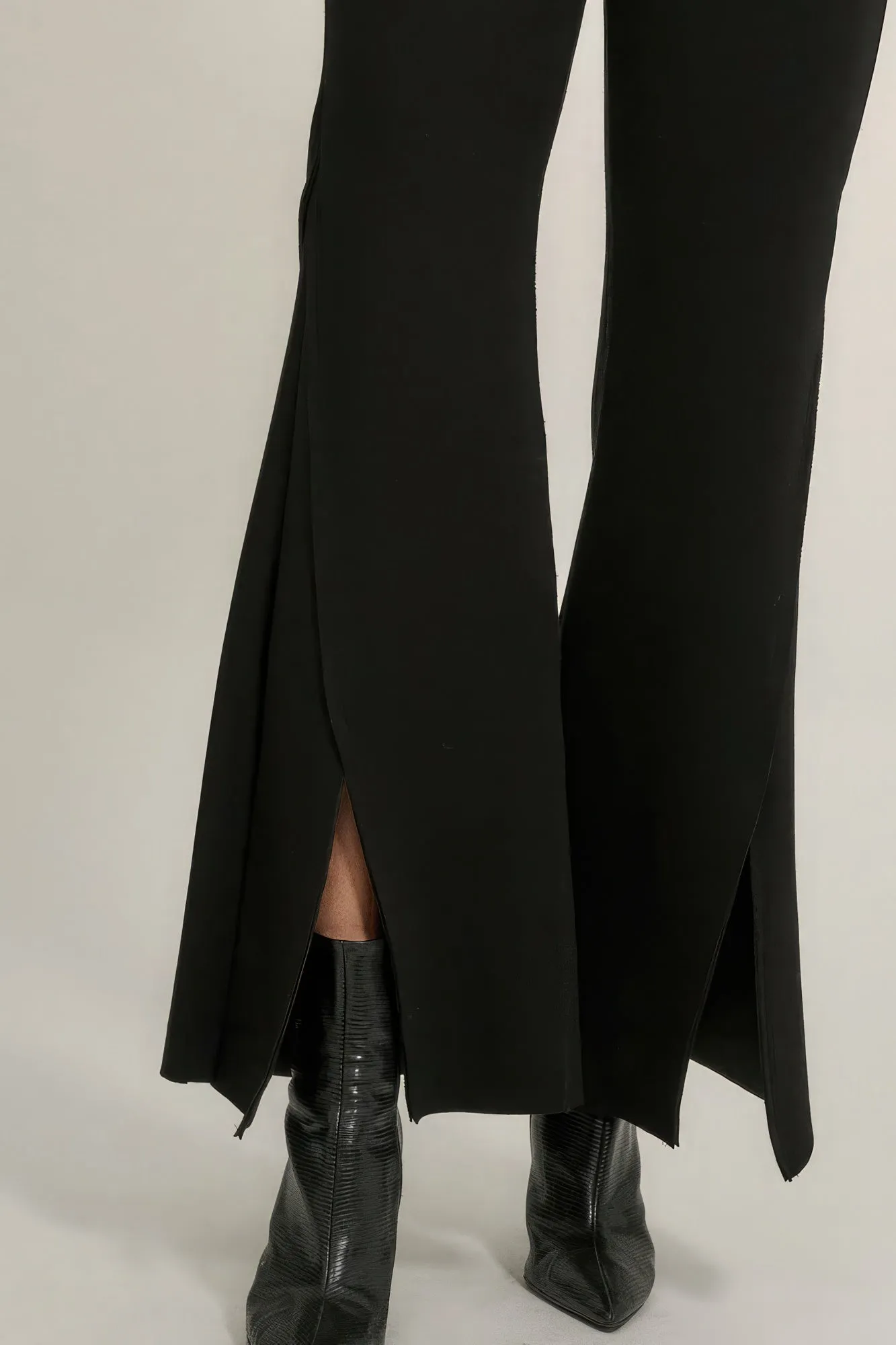 Women's High-Waisted Raw Edge Exposed Seam Flare Pants