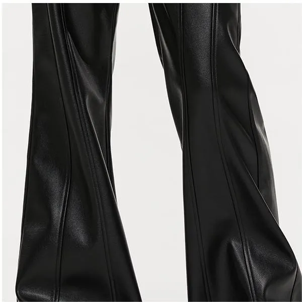 Women's Punk Faux Leather Flared Pants