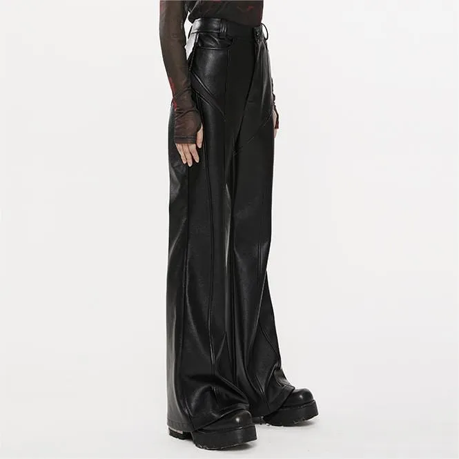 Women's Punk Faux Leather Flared Pants