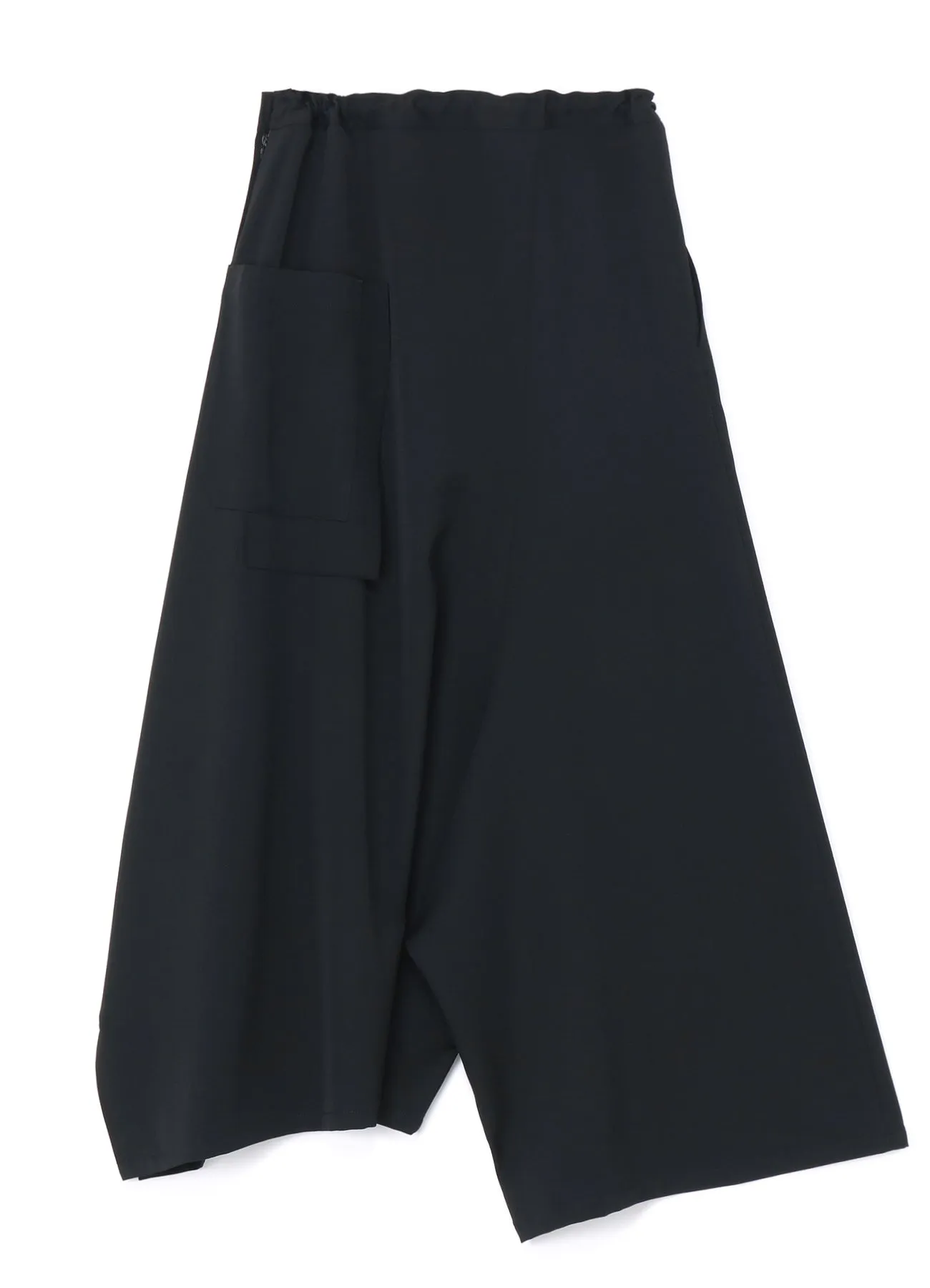 WOOL GABARDINE ASYMMETRIC FLARED PANTS