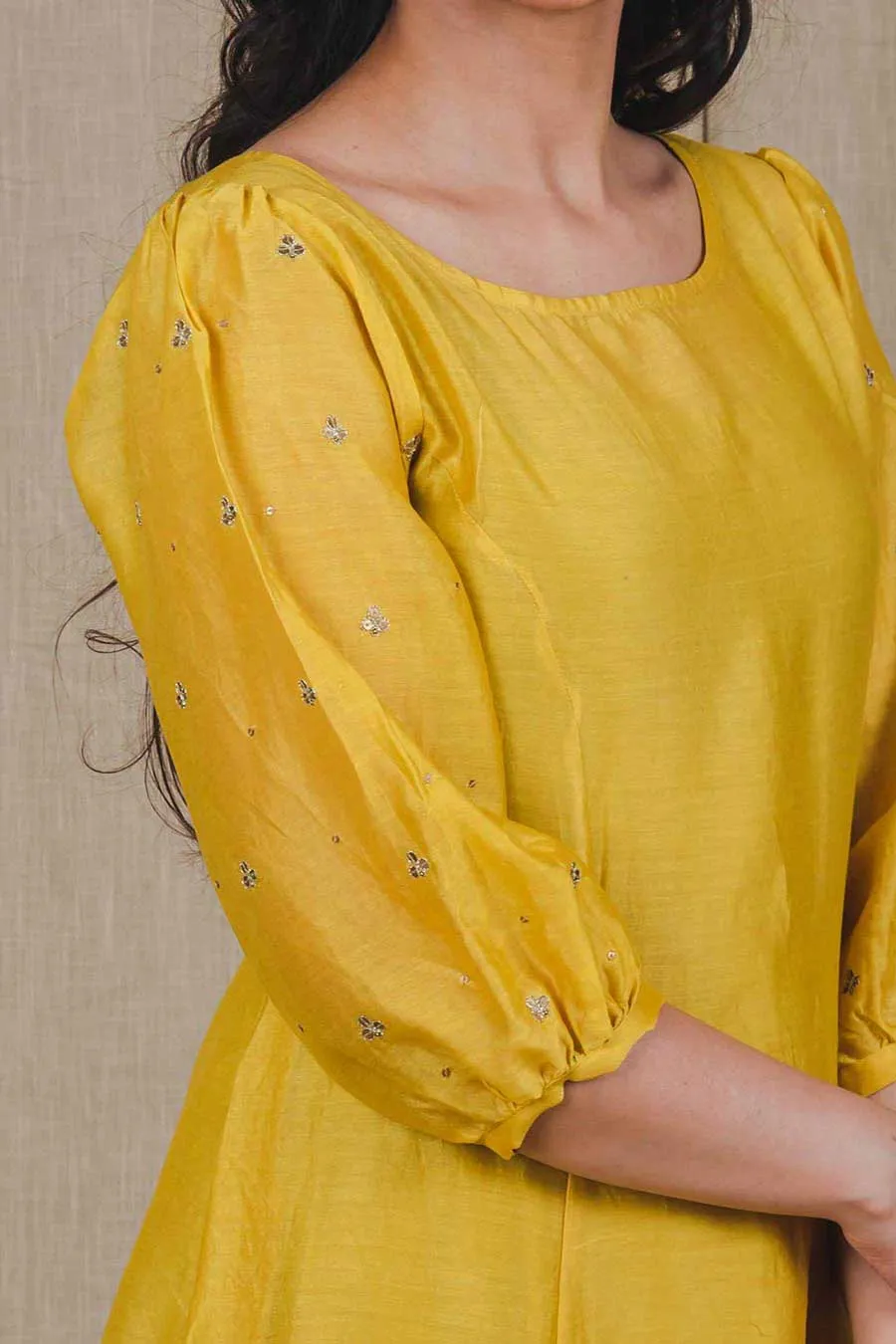 Yellow Embroidered Kurta & Pant Set